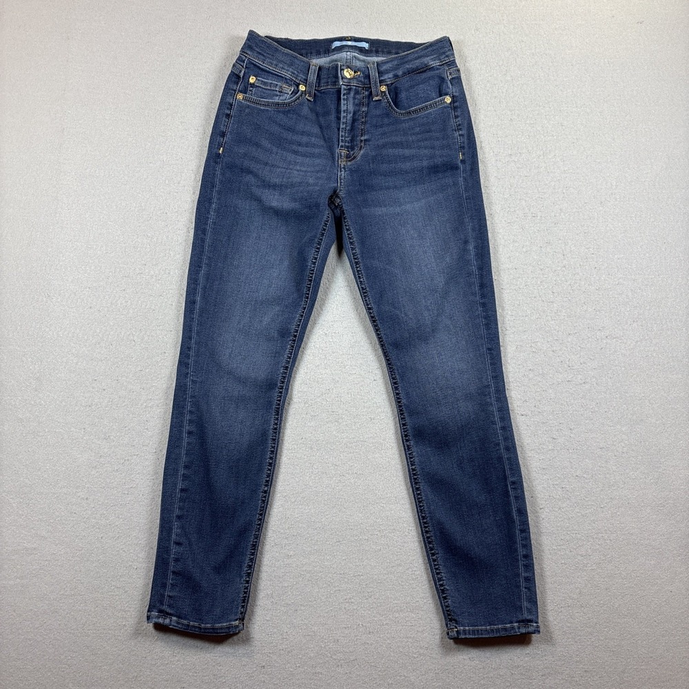 7 For All Mankind Women's Modern Straight Skinny Jeans Sz 25 Med Wash 26" Inseam